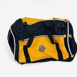 Vintage Golds Gym Logo Duffle Bag - Yellow And Black Medium